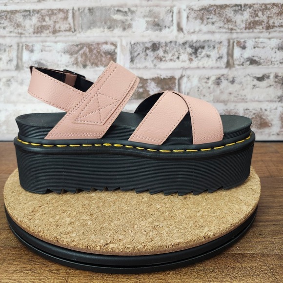 Dr. Martens Voss II Quad Leather Strap Platform Sandals Peach / (US) Size 8 - Picture 8 of 14
